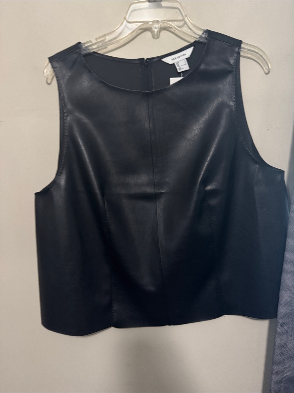 Black Faux-Leather Sleeveless Top